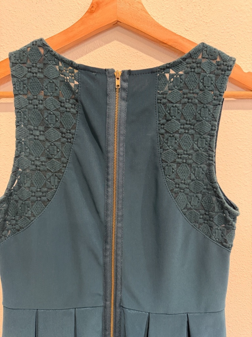 Altar'd State Teal Lace-Panel Fit & Flare Mini Dress - Picture 5 of 5